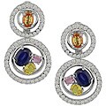 18k Gold Sapphire and 1-3/4ct TDW Diamond Earrings (G-H-I, SI)