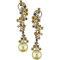 18k Gold Sapphire, Pearl and 3 3/4ct TDW Diamond Earrings (11-12 mm) (G-H-I, SI)