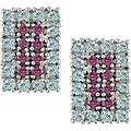 14k White Gold Blue Topaz and Rhodolite Earrings