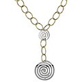 14k Two-tone Gold Circle Swirl Drop Necklace