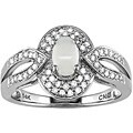 14k White Gold Opal and 1/4ct TDW Diamond Ring