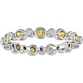 18k Gold Yellow Sapphire and 1/10ct TDW Diamond Band