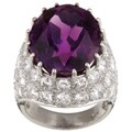 18k Gold Amethyst and 6 5/8ct TDW Diamond Cocktail Ring (G, VS1)