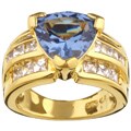 Chateau D' Argent Gold over Sterling Silver Blue and White CZ Ring