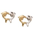 14k Yellow and White Gold Dolphin Stud Earrings