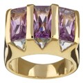 Chateau D' Argent Gold over Sterling Silver Amethyst and Blue CZ Ring
