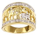 Gold over Sterling Silver White CZ Elephant Ring