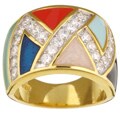 Chateau D' Argent Gold over Sterling Silver Enamel CZ Ring