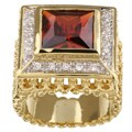 Chateau D' Argent Gold Overlay Garnet and CZ Ring