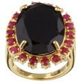 Chateau D' Argent Gold over Sterling Silver Black Onyx and Ruby Ring