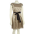 Aidan Mattox Silk Keyhole Dress with Satin Belt