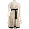 Aidan Mattox Women's X-back Ivory/ Black Lace Dress