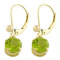 14k Yellow Gold Round Peridot Drop Earrings