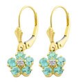 14k Gold Apatite and Diamond Flower Drop Earrings