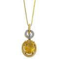 14k Yellow Gold Citrine and Diamond Necklace