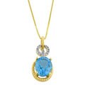 14k Gold Swiss Blue Topaz and Diamond Necklace