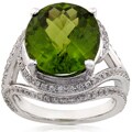 18k White Gold Peridot and 7/8ct TDW Diamond Ring (H-I, SI)