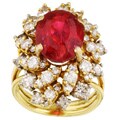 18k Yellow Gold Pink Tourmaline and Diamond Ring (I, SI1)