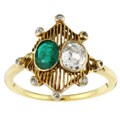 18k Gold Emerald and 3/5ct TDW Diamond Estate Ring (I, VS2-SI1) (Ring Size 8)