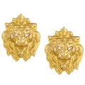 14k Gold 2/5ct TDW Diamonds Lion Head Earrings (SI2)