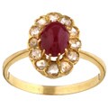 18k Yellow Gold Ruby and 1/2ct TDW Diamond Ring (J, I1)