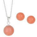 Sterling Silver Pink Coral Necklace/ Earrings Set