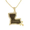 Goldplated Rhinestones Louisiana State Pendant