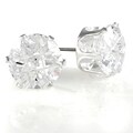 Silverplated Cross-cut Rhinestone Stud Earrings