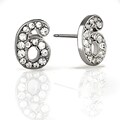 Silverplated 'The Number 9' Rhinestone Stud Earrings