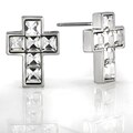 Goldplated Princess-cut Rhinestone Cross Earrings