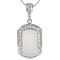 Silverplated Rhinestone Dog Tag Necklace