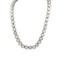 White Goldplated Cross-cut CZ Round Necklace