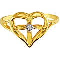 10k Yellow Gold Diamond Cross Heart Ring