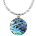 Sterling Silver Paua Shell and Grey Rice Pearl Necklace