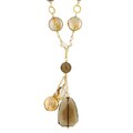 14k Goldfill Smokey Quartz, Pearl and Crystal Necklace (13.6 mm)