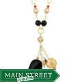14k Goldfill Onyx, Pearl, Ruby and Crystal Necklace (7-7.5 mm)