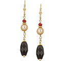 14k Goldfill Black Onyx, Pearl and Ruby Earrings (7-7.5 mm)