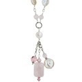 Sterling Silver Rose Quartz and Pearl Drop Necklace (12.5 mm)