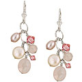 Sterling Silver Rose Quartz and FW Pearl Fringe Earrings (5.5-6 mm)