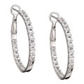 10k Gold Created Sapphire 1-inch Hoop Earrings
