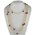 Maddy Emerson White Pearl and Carnelian Necklace (7 mm)