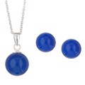 Sterling Silver Blue Agate Necklace/ Earrings Set