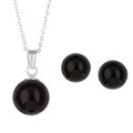 Sterling Silver Black Agate Necklace/ Earrings Set