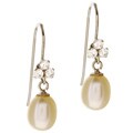 14k Gold CZ Cluster with Shell Pearl Earrings (5 mm)
