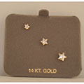 14k Yellow Gold Single Star Stud Earrings Set
