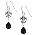 Gerald David Bauman Silver Fleur de Lis Tourmaline Earrings
