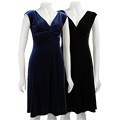 London Times Velvet Sleeveless Twist Front Dress