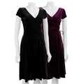 London Times Women's Velvet Mock Wrap Dress