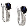 10k Gold Sapphire and Diamond Huggie Earrings