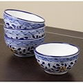 Daisy Blue 4-piece Soup/ Cereal Bowl Set (Tunisia)